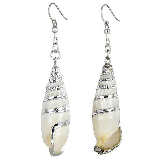 Schelpen oorbellen met witte schelp en sterling zilver (925) | Big White Shell Silver