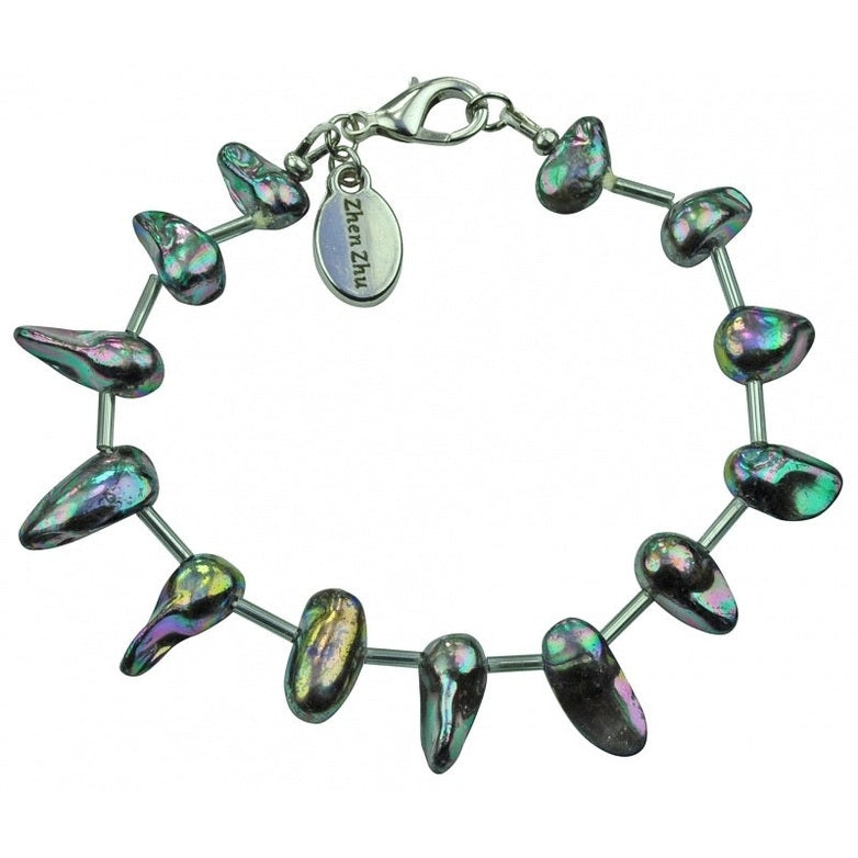 Zoetwater parel armband met blauw groene parels en sterling zilver | Blister Stick AB Blue