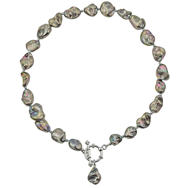 Grijze parelmoeren ketting met hanger | Shell AB Grey