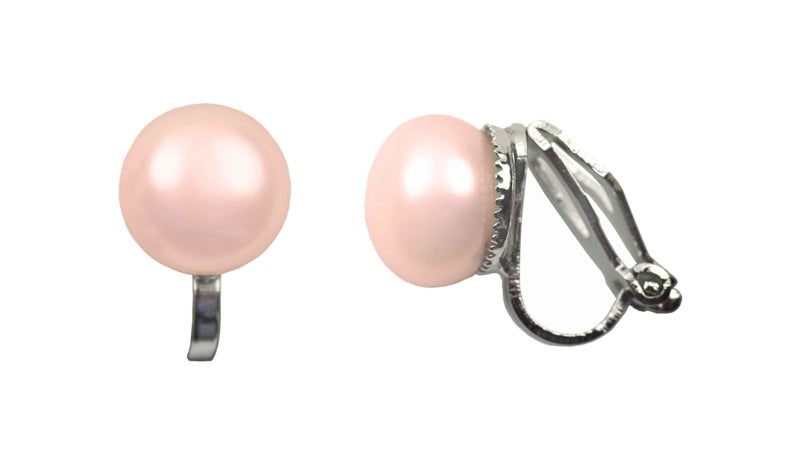 Zoetwater parel clip oorbellen met zalm kleurige parels | Clip Pearl Peach