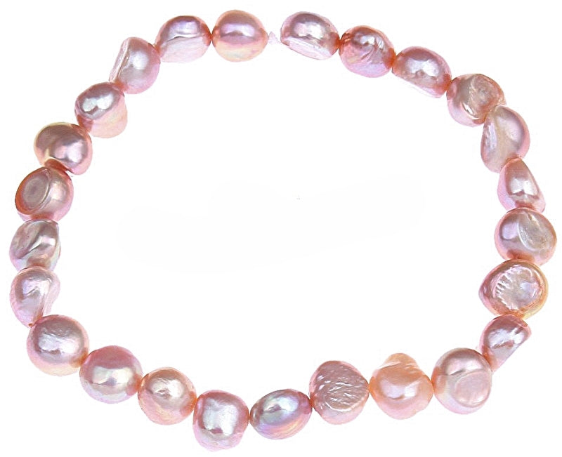 Zalm roze zoetwater parel armband, elastisch | Shinny Pearl Pink