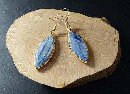 Edelstenen oorbellen Kyanite Long Gold