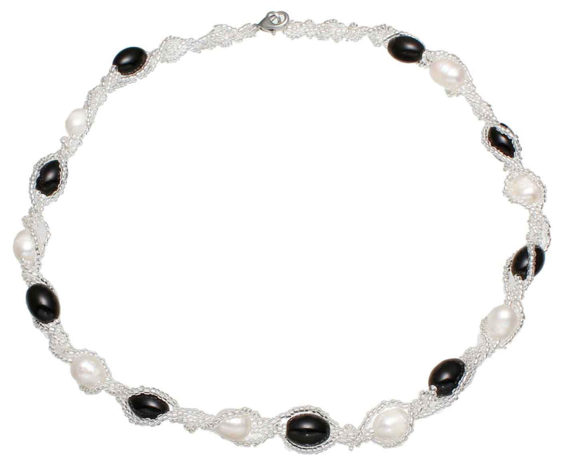 Zoetwater parelketting Twine Pearl Black Glass