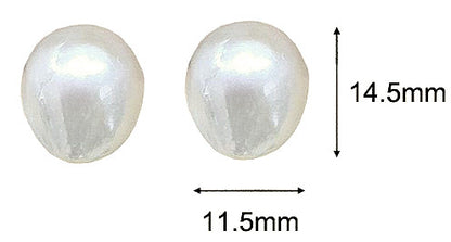 Grote witte zoetwater parel oorbellen met sterling zilveren oorstekers, witte barok parel oorknoppen met sterling zilver (925) en maataanduiding