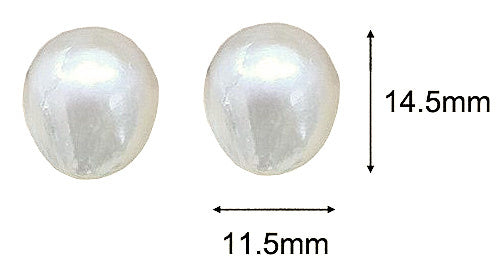 Grote witte zoetwater parel oorbellen met sterling zilveren oorstekers, witte barok parel oorknoppen met sterling zilver (925) en maataanduiding | Small White Baroque Pearl