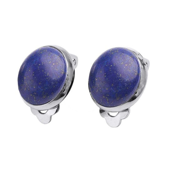 Blauwe edelstenen clips oorbellen met lapis lazuli vooraanzicht | Lapis Lazuli Clips