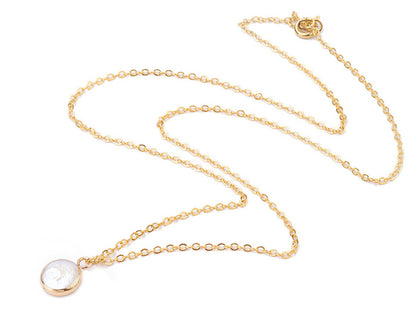 Witte zoetwater parelketting | White Coin Pearl Gold Small