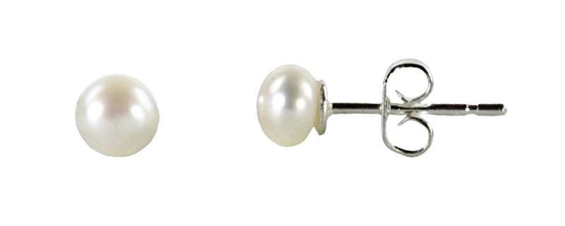 Kleine witte zoetwater parel oorbellen met sterling zilveren oorstekers, witte parel oorknopjes