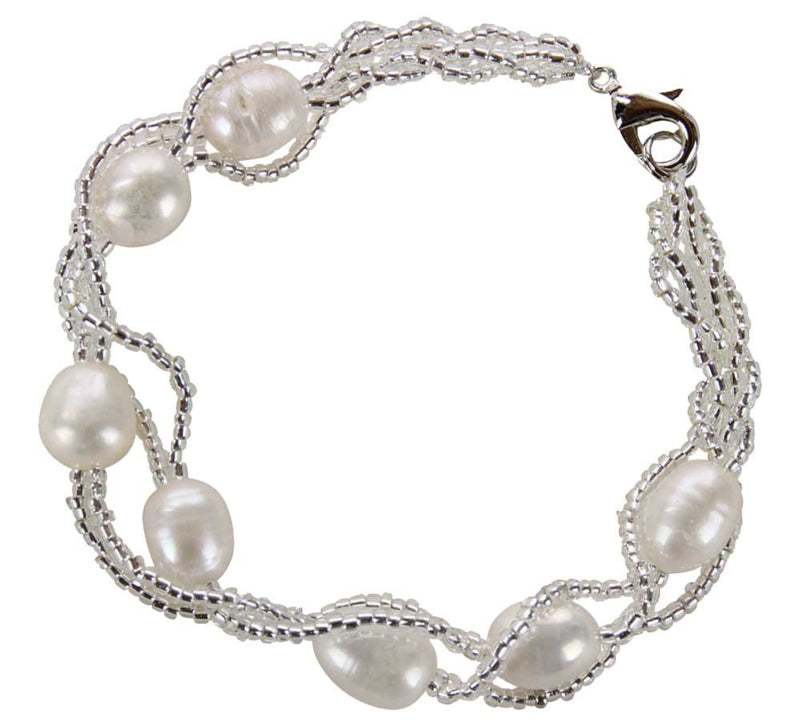 Zoetwater parel armband Twine Pearl White