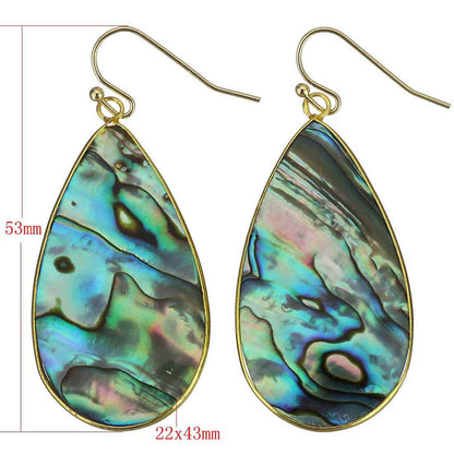 Parelmoeren oorbellen in druppel vorm met abaloon en goud edelstaal, maataanduiding | Big Teardrop Abalone Gold