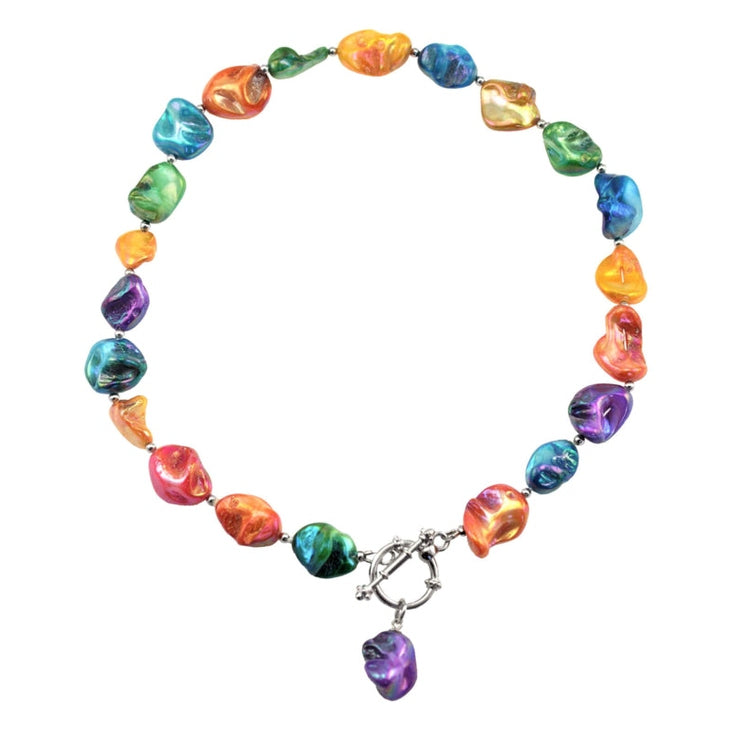 Vrolijk gekleurde parelmoeren schelpen ketting met hanger | Shell AB Color