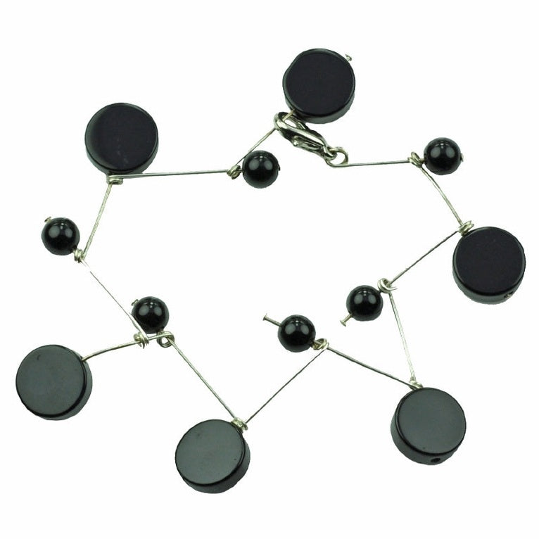 Zwart edelstenen armband met agaat | Daisy