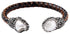 Wit zoetwater parel armband met stras steentjes en bruin gevlochten leer | Bright  Pearl Brown Leather Bangle