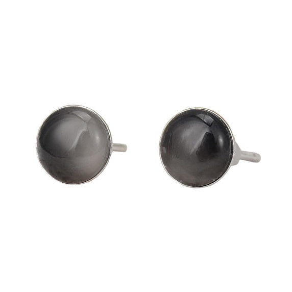 Zwarte edelstenen oorknopjes met agaat en sterling zilver (925) | Dome Black Agate Silver