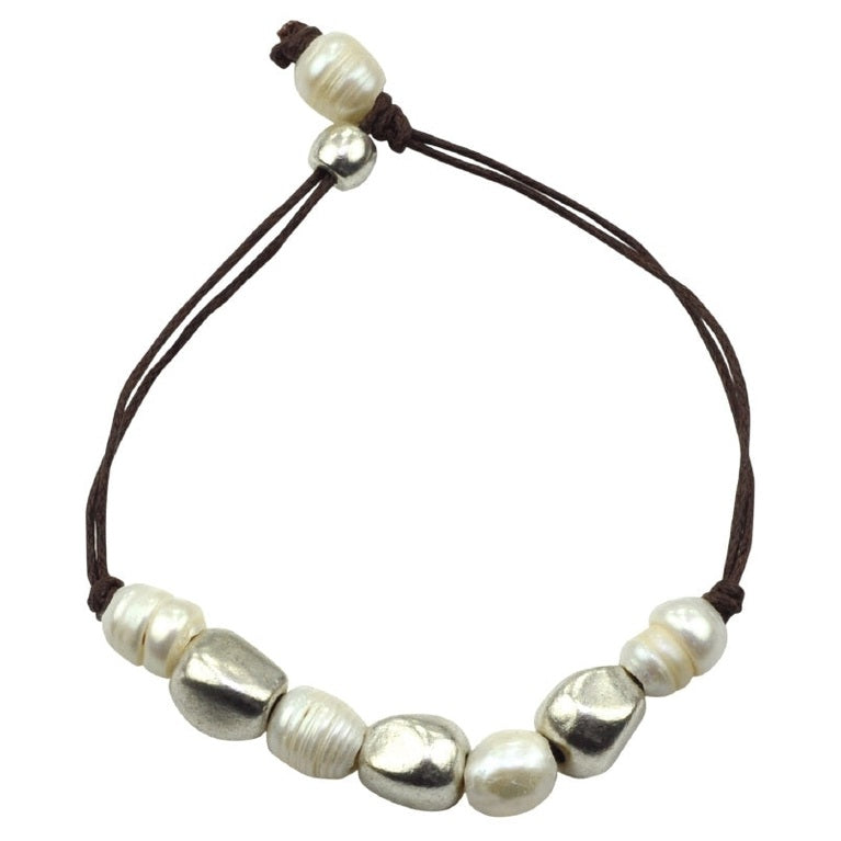 Witte zoetwater parel armband met schuif sluiting | Iefke