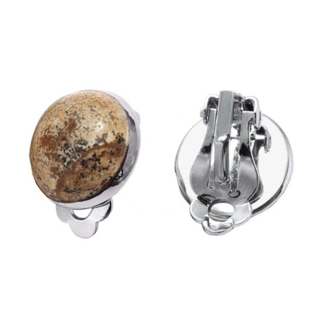 Bruine edelstenen clips oorbellen met jaspis | Jasper Clips