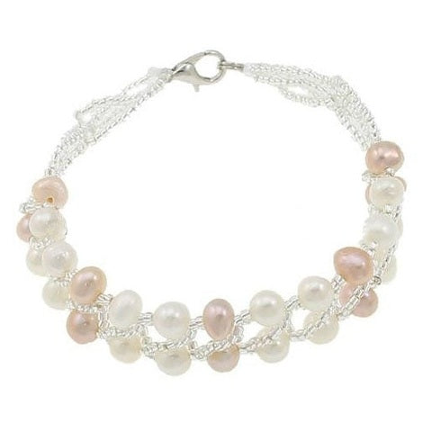 Zoetwater parel armband met wit en zalm kleurige parels | Annabelle