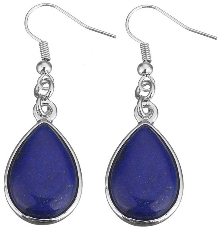 Blauwe edelstenen oorbellen met lapis lazuli en sterling zilver (925) | Lapis Lazuli Teardrop