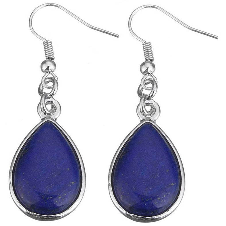 Blauwe edelstenen oorbellen met lapis lazuli en sterling zilver (925) | Lapis Lazuli Teardrop
