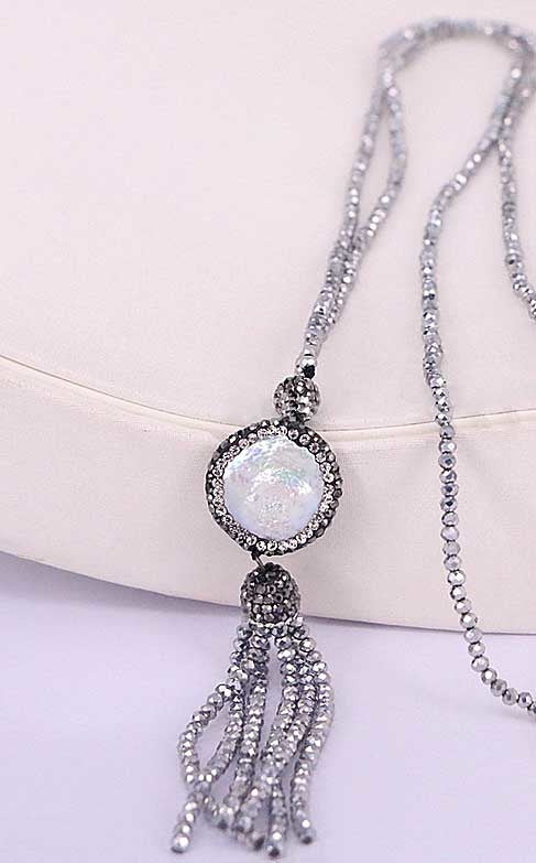 Zoetwater parelketting Bright Coin Pearl Silver