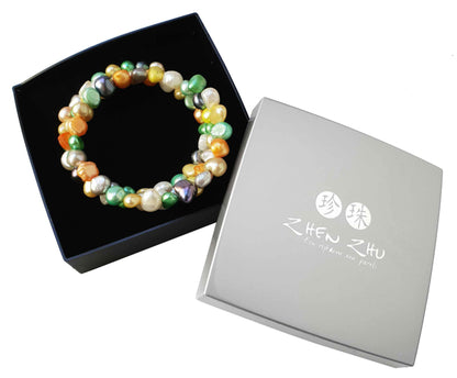 Cadeau set zoetwater parel wikkelarmband Zen Color Two