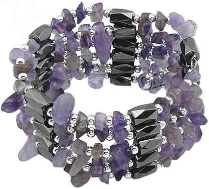 Edelstenen armband Wrap Magnetite Amethyst