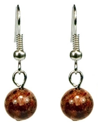 Bruine edelstenen oorbellen met jaspis en sterling zilver (925) | Dangling Leopard Jasper