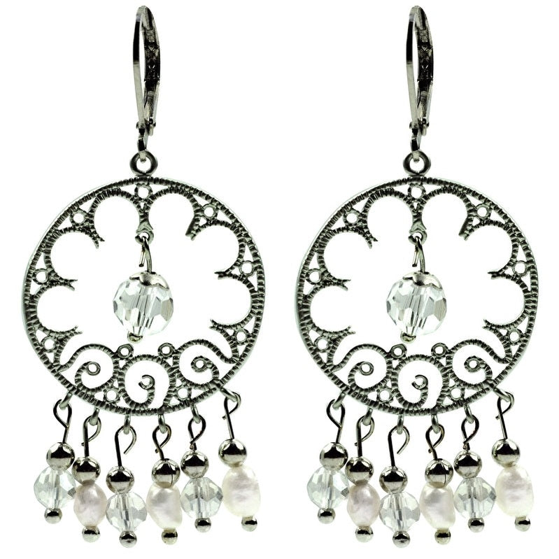 Zoetwater parel oorbellen met kleine witte pareltjes en zilver edelstaal | Raisha