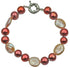 Handgeknoopt zoetwater parel armband met rode en zalm kleurige parels | Red Pearl Peach Coin 