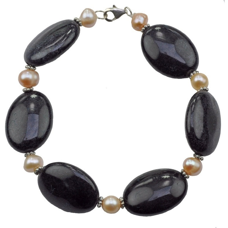 Zoetwater parel en edelstenen armband Dala