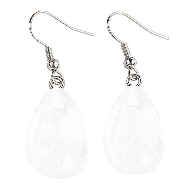Edelstenen oorbellen met bergkristal en sterling zilver (925) | Clear Crystal Drop