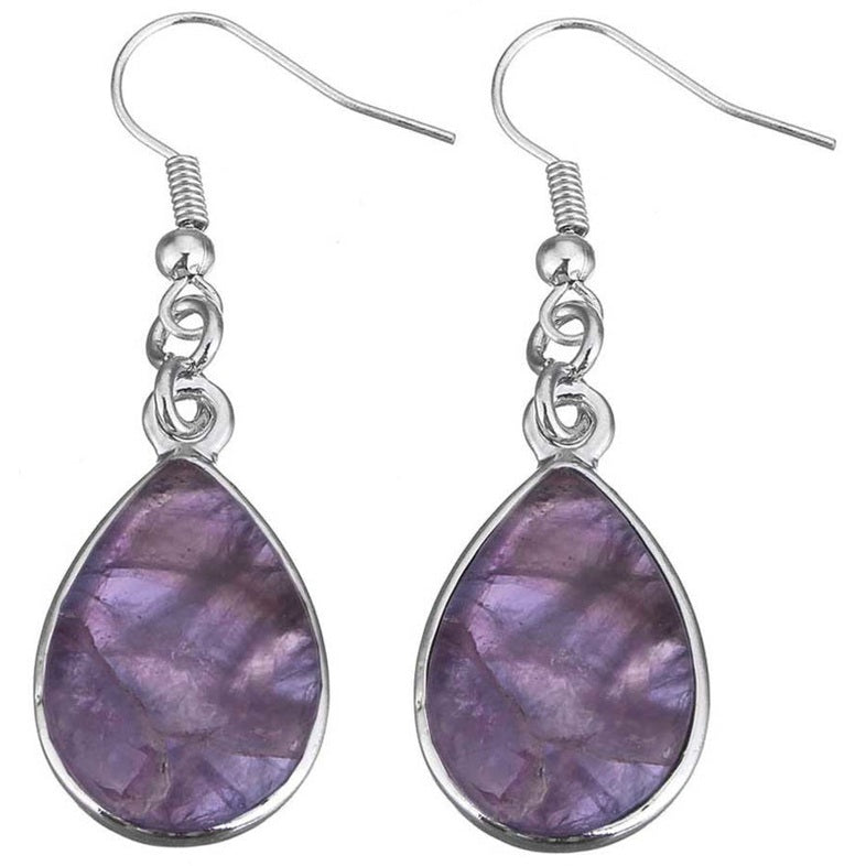 Paarse edelstenen oorbellen met amethist in druppel vorm en sterling zilver (925) | Amethyst Teardrop