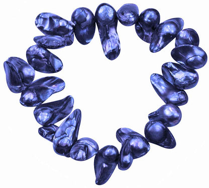 Zoetwater parel armband met cobalt blauwe parels, elastisch | Pearl Blister Cobalt Blue