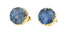 Blauwe druzy agaat oorbellen met goud, edelstenen oorstekers, vooraanzicht