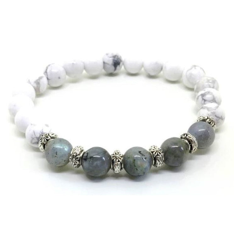 Edelstenen armband Howlite Grey Stone – Zhen Zhu
