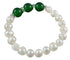 Wit zoetwater parel armband met groene jade, elastisch | Pearl Green Jade