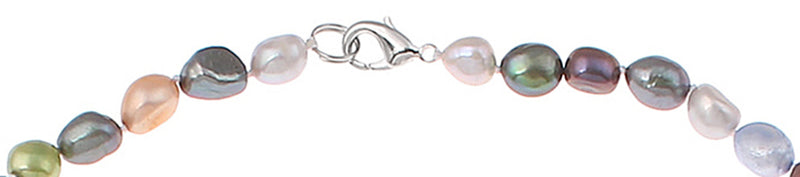 Slotje van zoetwater parel armband met bond gekleurde parels en sterling zilver (925) | Decorative Rice Pearl
