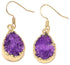 Paarse edelstenen oorbellen met kristallen en goud edelstaal | Golden Druzy Violet