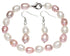 Handgeknoopt zoetwater parel armband en zoetwater parel oorbellen met witte en roze parels en sterling zilver (925) | Elynn