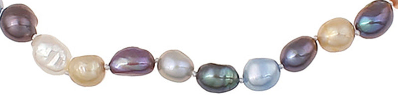 Detail van zoetwater parel armband met bond gekleurde parels en sterling zilver (925) | Decorative Rice Pearl