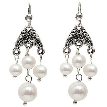 Witte zoetwater parel oorbellen met stras steentje | Emmy