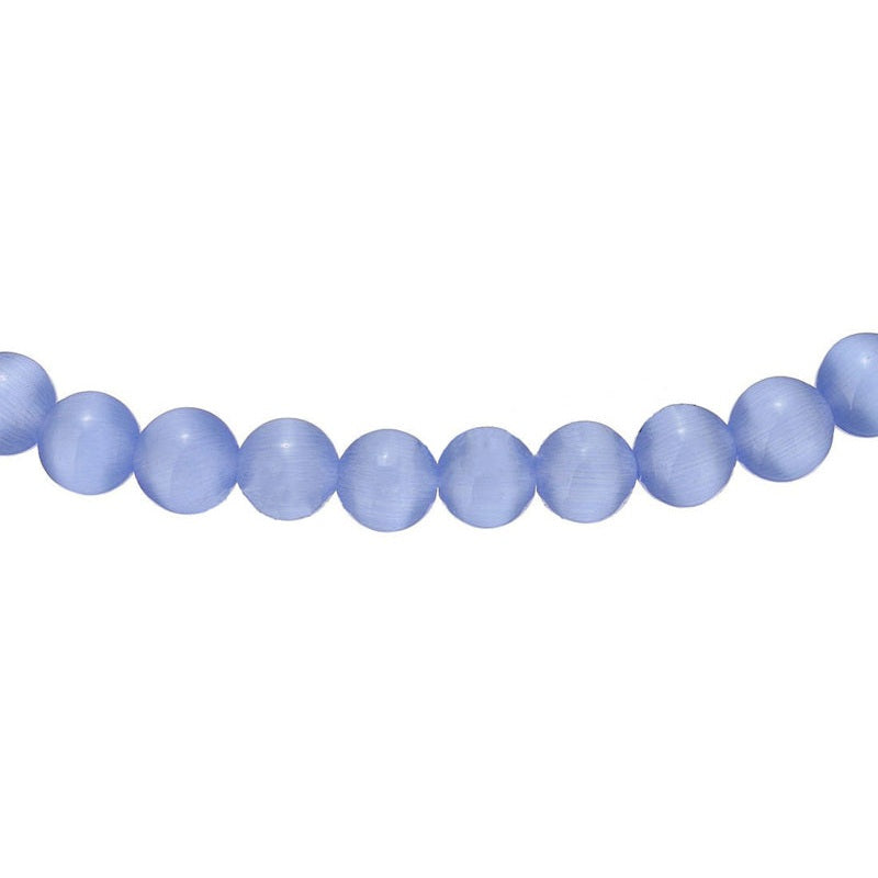 Detail van edelstenen armband met licht blauwe kattenoog | Elastisch | Cat’s Eye Light Blue