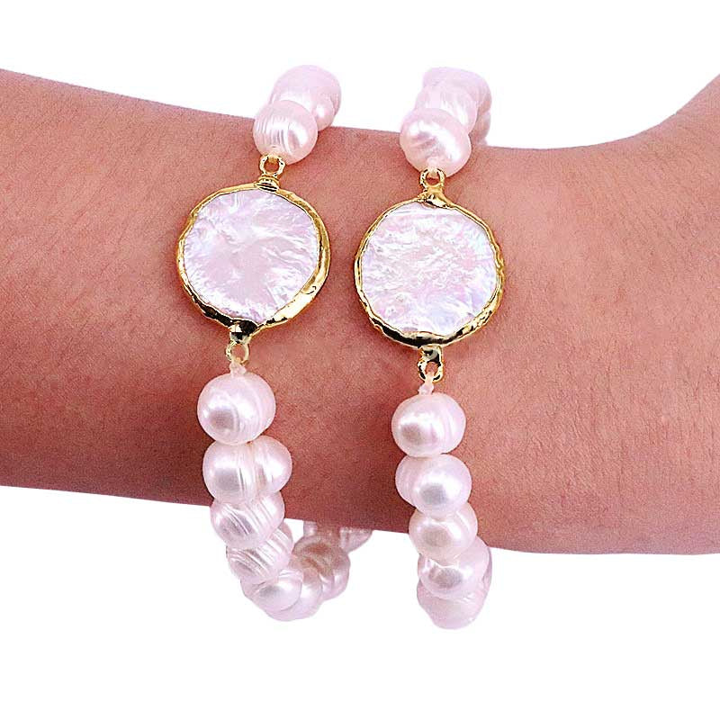 Zoetwater parel armband One Gold Coin Pearl