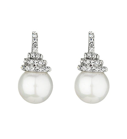 Witte mother of pearl parel oorbellen met stras steentjes | Filou