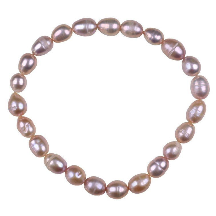 Roze parel armband, elastisch parel armband | Bella Pink