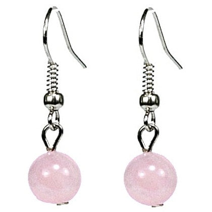 Roze edelstenen oorbellen met rozenkwarts en sterling zilver (925) | Dangling Rosé Quartz