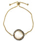 Wit zoetwater parel armband met goud edelstaal, stras steentjes en een schuifslotje | Bright Minimal Gold Coin
