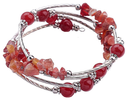 Rood edelstenen wikkelarmband met rode agaat | Four Loops Wrap Red Agate