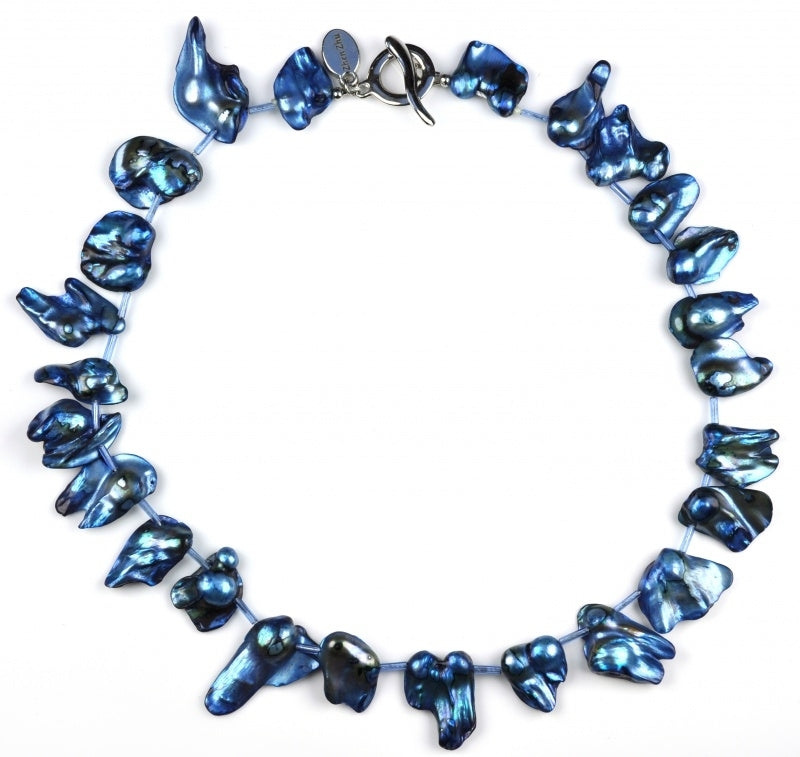 Zoetwater parelketting met grote cobalt blauwe parels | Pearl Blister Blue