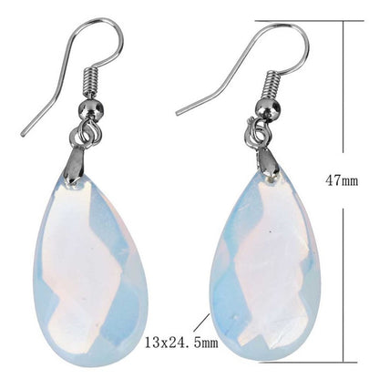 Licht blauwe edelstenen oorbellen met zee opaal en sterling zilver (925), maataanduiding | Facet Sea Opal